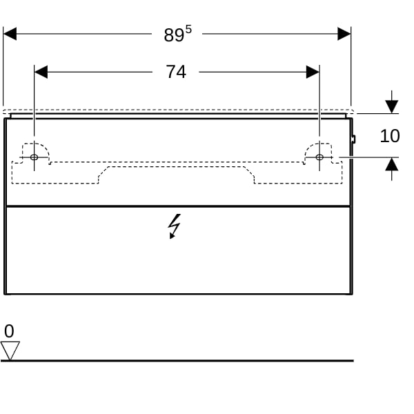 Geberit ONE Unterschrank für Waschtisch m. 2 Schubladen, 89,4x46,5x39,6cm, weiß