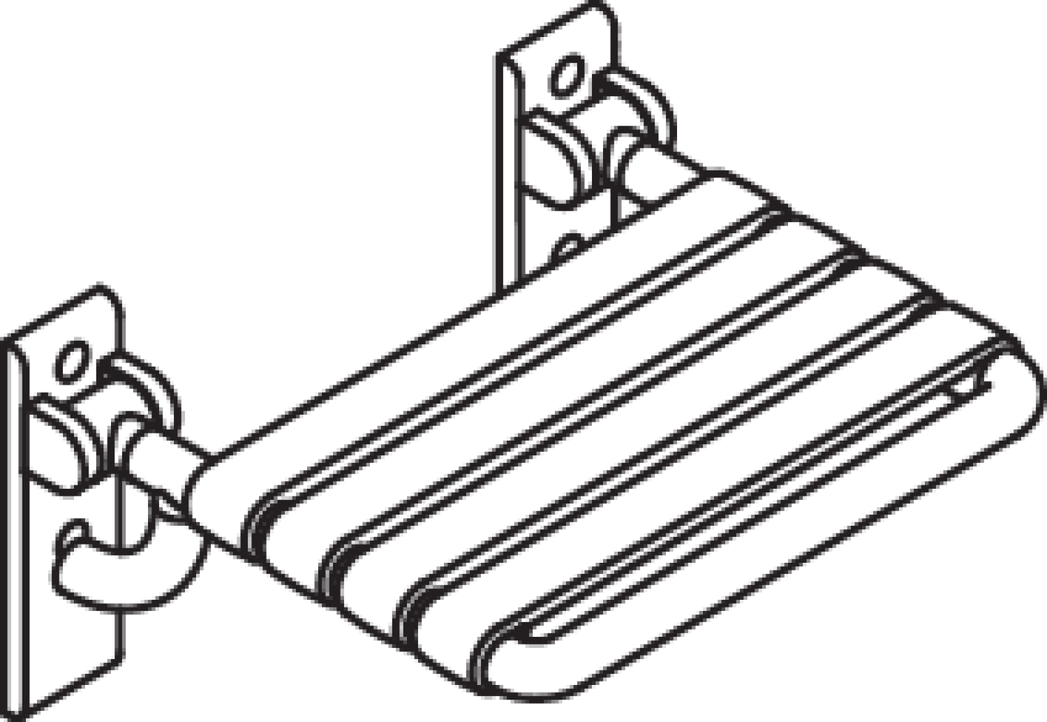 HEWI Klappsitz m.Gabelgelenk Ser 801, B:478 mm, H:259 mm, T:428 mm umbra