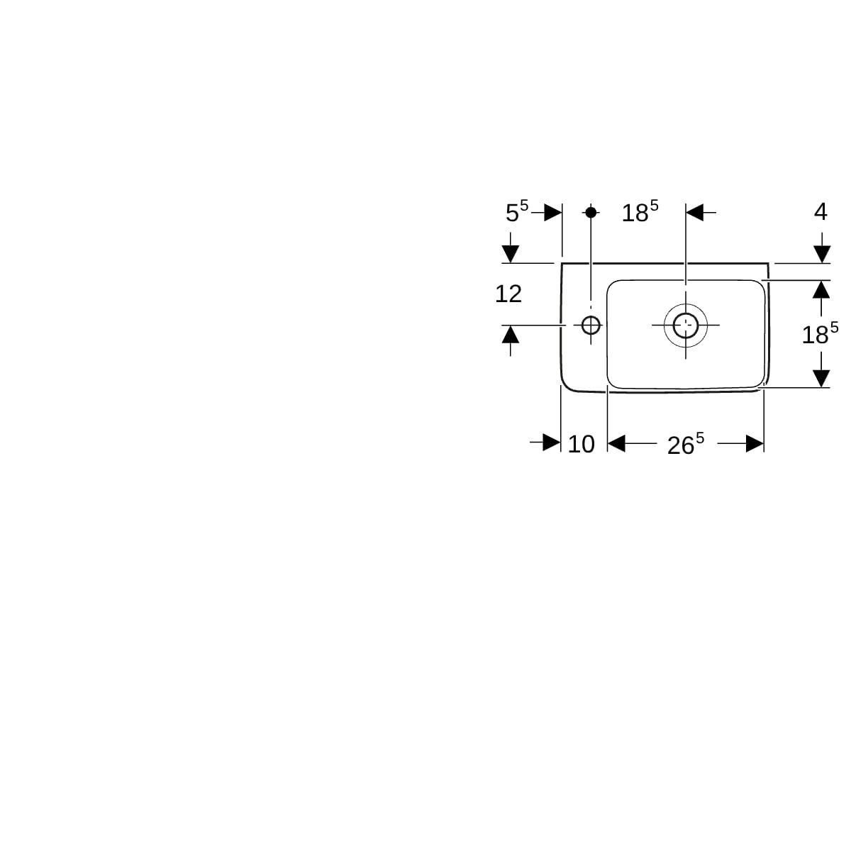 Geberit Renova Compact HWB, verk. Ausladung 40x25cm, Hl. links, m. Ül., weiß