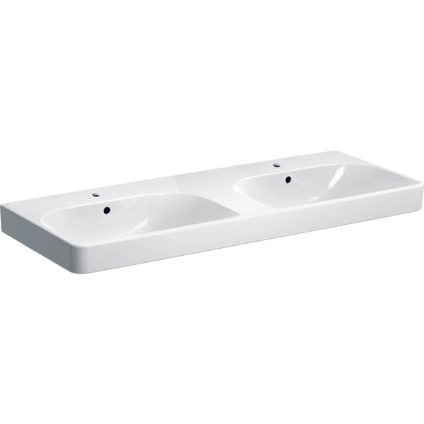 Geberit Smyle Doppelwaschtisch, eckig 120x48cm, m. Hl., m.Ül., weiß, KeraTect