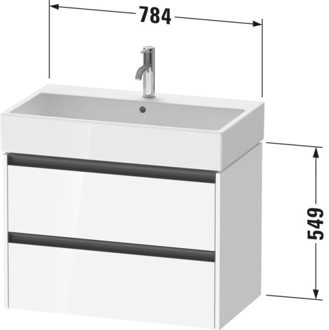 DU Waschtischunterbau wandh. Ketho.2, 460x784x549mm Weiß Matt 2 Schubk.