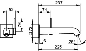 KEUCO EHM-WT-Mischer UP IXMO 59516 Wandm./Ausf.eck. Ausl.225mm / Soft sw