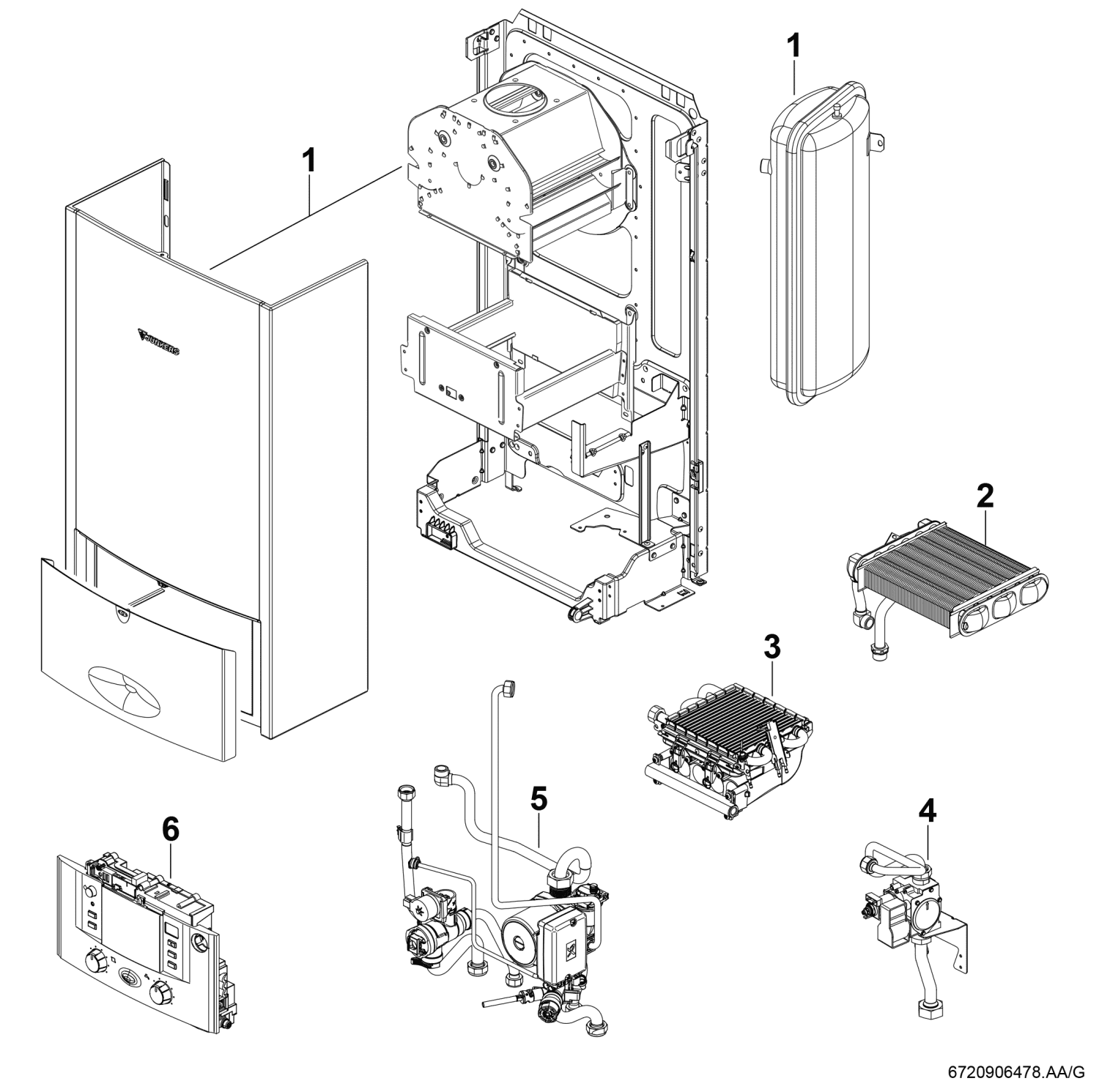BOSCH Gas-Heizwertgerät, wandhängend CERAMINI ZSR 5/10-7 KE 21, 770x450x275
