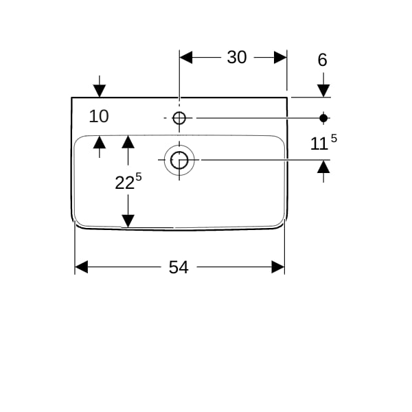 Geberit Renova Compact Waschtisch, 60x37cm m. Hl., o. Ül., weiß