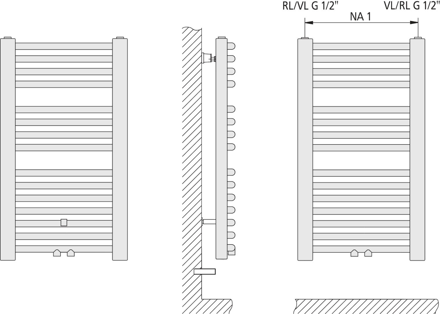 Kermi Basic -50 gebogen BH804x73x899mm QN650, weiß