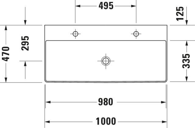 DU Möbel-WT DuraSquare 1000 mm o.ÜL, m.HLB, 2 HL, 1 Becken, weiß