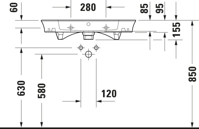 Duravit WT/MWT White Tulip, 750mm, weiß m.ÜL,1 HL,u.glasiert,Rückw.geschl.