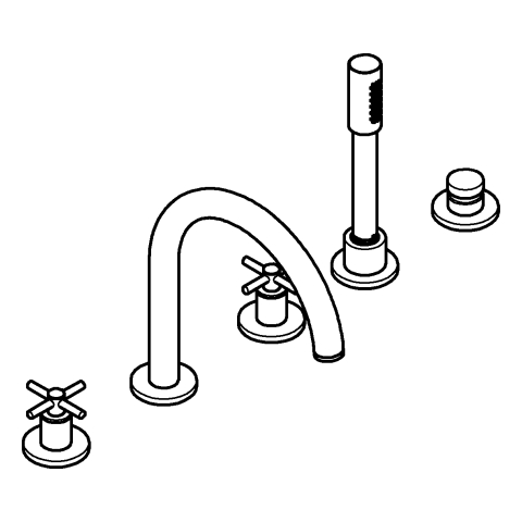 GROHE 5-Loch-Wannen-Kombination Atrio 29408 FMS Kreuz-Griff supersteel