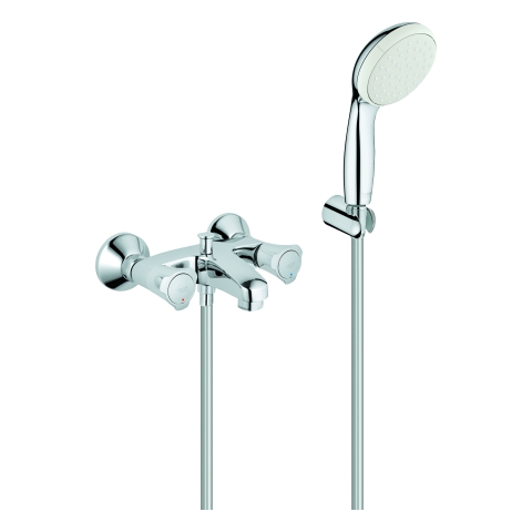 GROHE 2-Griff-Wannenbatterie Costa 25460_1 mit Tempesta Wandhalterset chrom