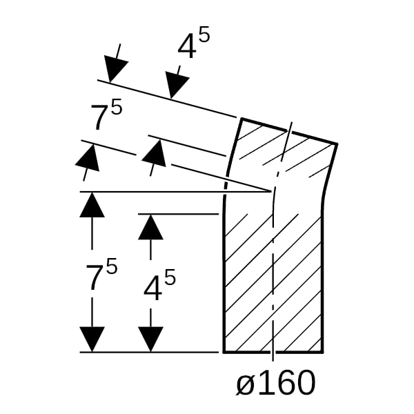 Geberit PE Bogen 15Gr mit langem Schenkel d160