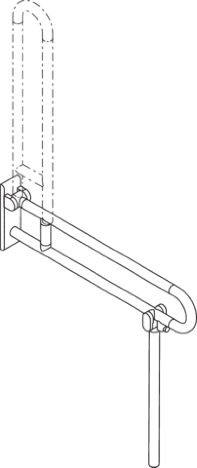HEWI Stützklappgriff Ser 801, L:850mm, mit Bodenstütze signalweiß