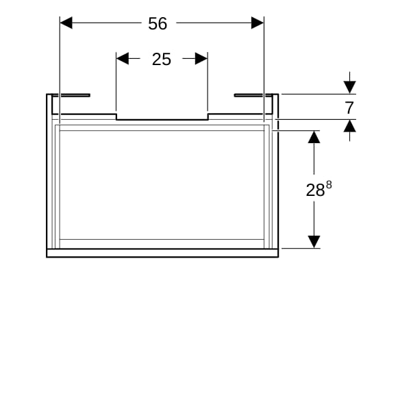 Geberit Renova Plan US f. WT, mit 1 Schublade u. Innenschubl., 63,4x60,6x44,6cm, weiß