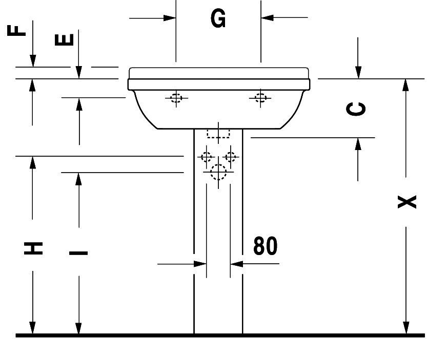 DU Waschtisch Starck 3 650 mm mit ÜL, mit HLB, 1 HL, weiß WonderGliss