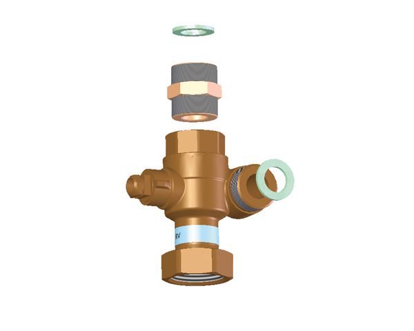 Flamco Dreiwegekugelhahn3/4" IG, 1" Überwurfmutter