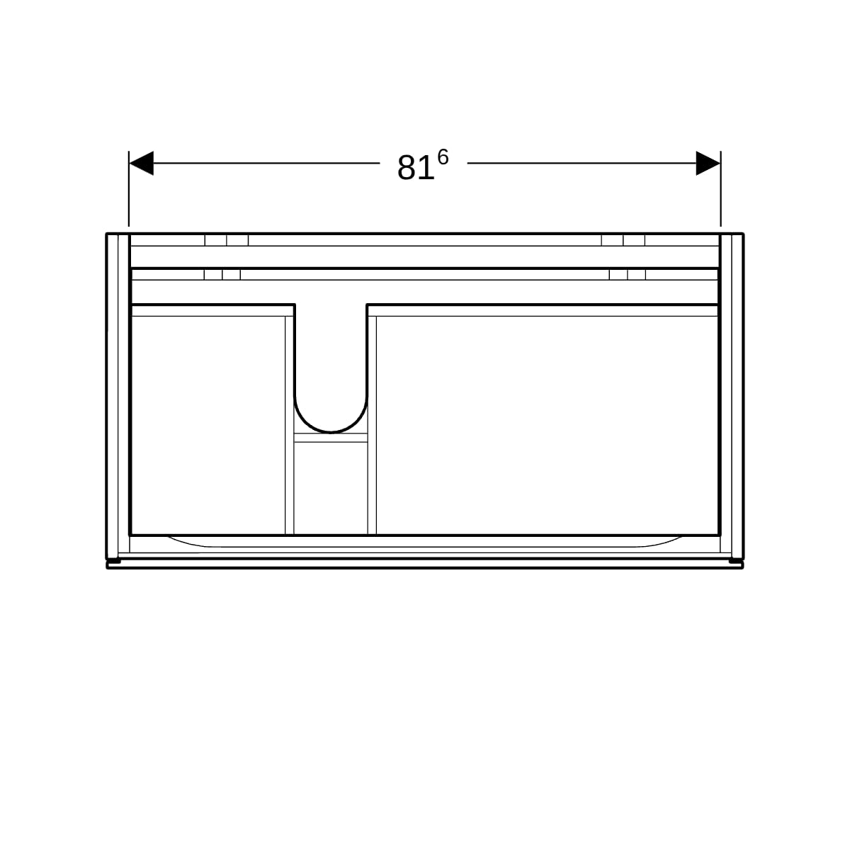 Geberit Xeno2 Unterschrank f. WT m. Ablg. re m. 2 Schubl., 88x53x46,2cm, sculturagrau