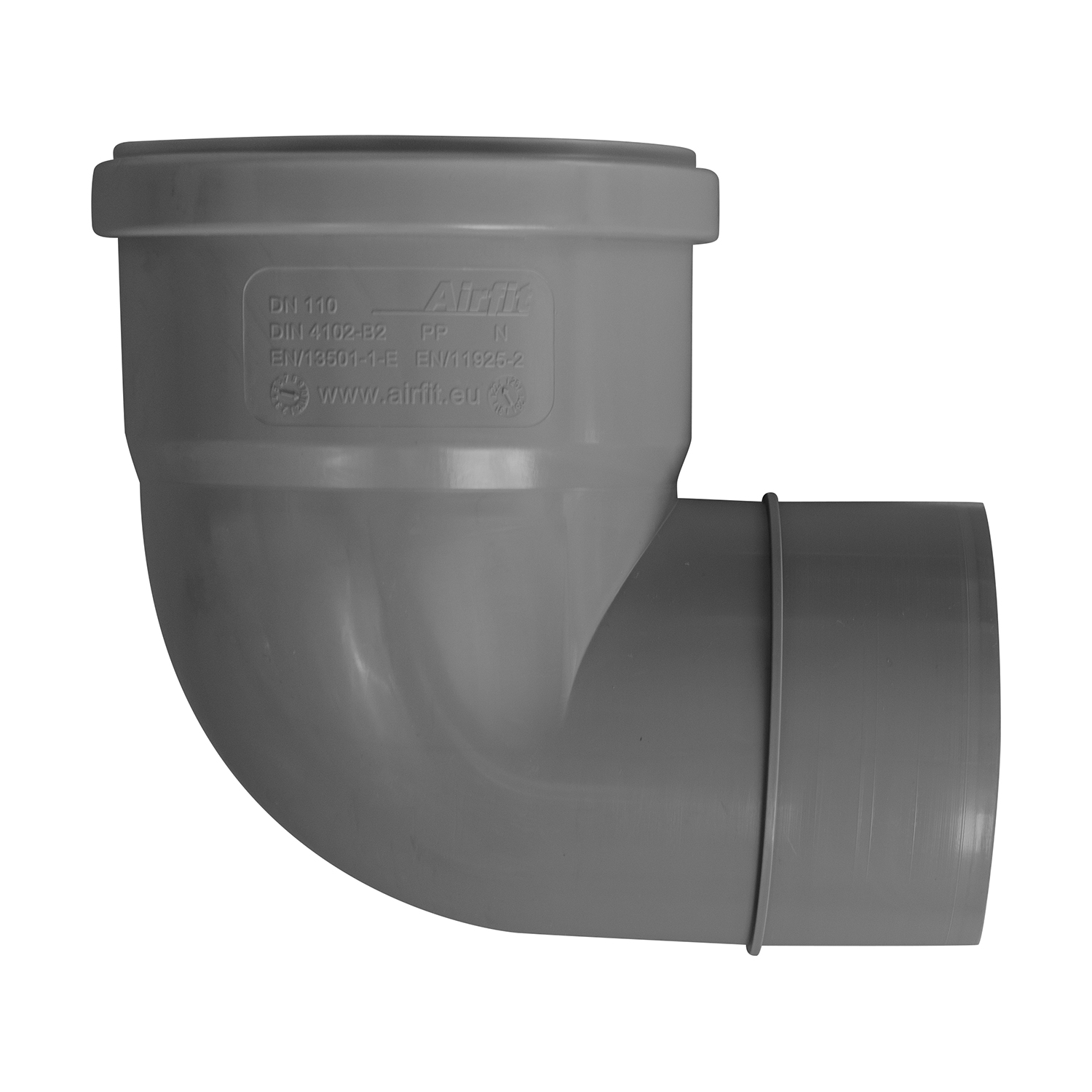 airfit Winkel-Reduzieradap. Muffe DN110 Spitzende 90,  87,5 Grad  aus PP