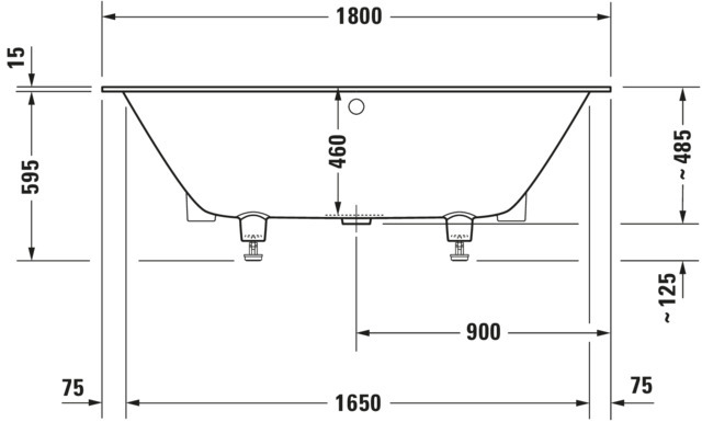DU DuraSquare Whirlw. 1800x800mm Einbau Rückens.2 L/R, Air-Syst.,Weiß Matt