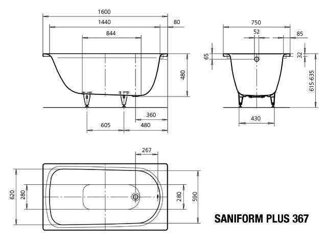 KA BW SANIFORM PLUS Mod.367,1600x750mm, pergamon,Perl-Effekt