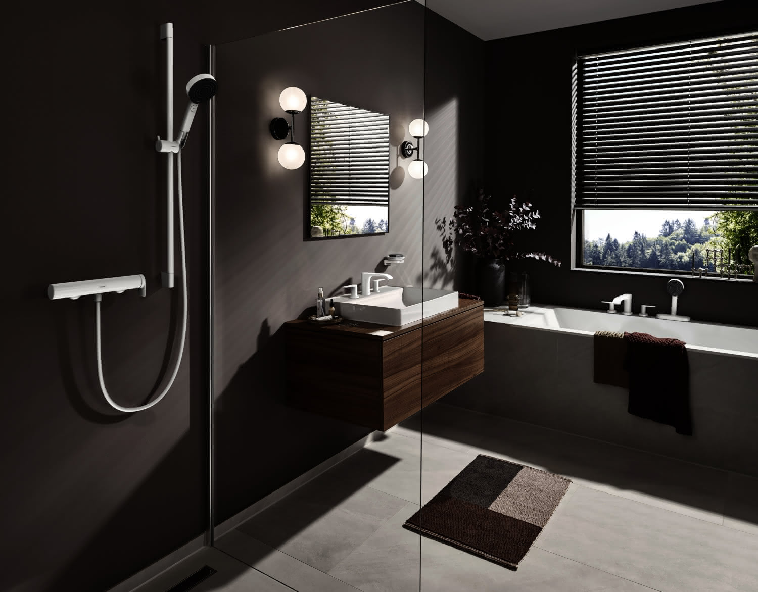 Hansgrohe 4-Loch Wannenarmatur Vivenis F-Set Wannenrandmontage mit sBox mattweiss