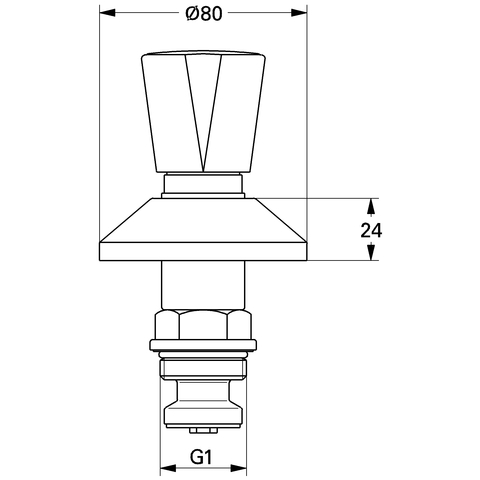 GROHE Oberteil 11515 1'' für UP-Ventile Dreikantgriff blau/rot chrom