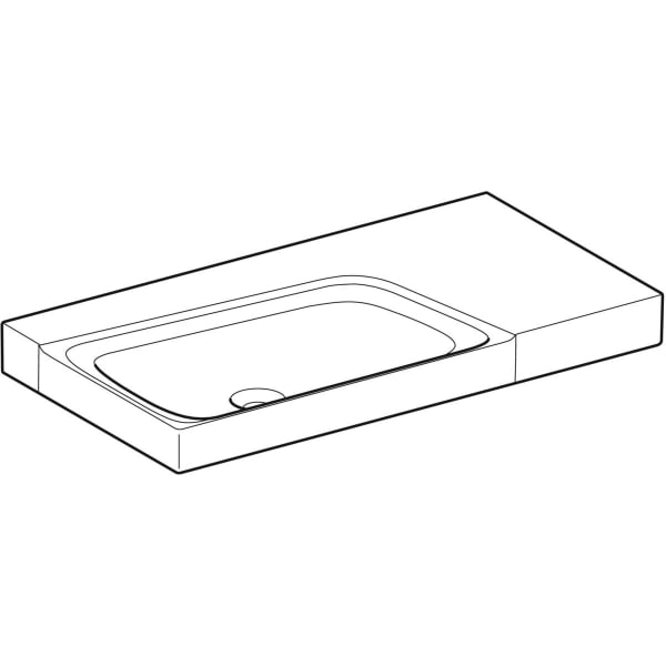 Geberit Xeno2 Waschtisch m. Ablg. re, 90x48cm o. Hl., o. Ül., weiß, KeraTect