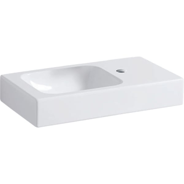 Geberit iCon HWB mit Ablagefläche, 53x31cm Hahnloch rechts, o. Ül., weiß, KeraTect