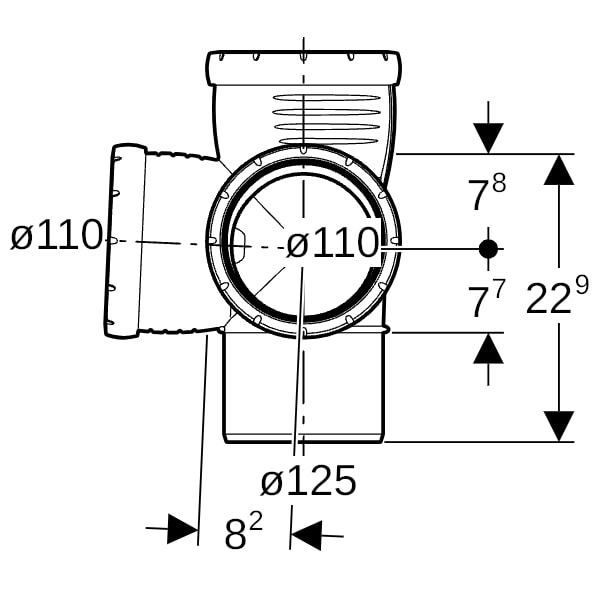 Geberit Silent-Pro Eckabzweig 87,5Gr d125/110/110
