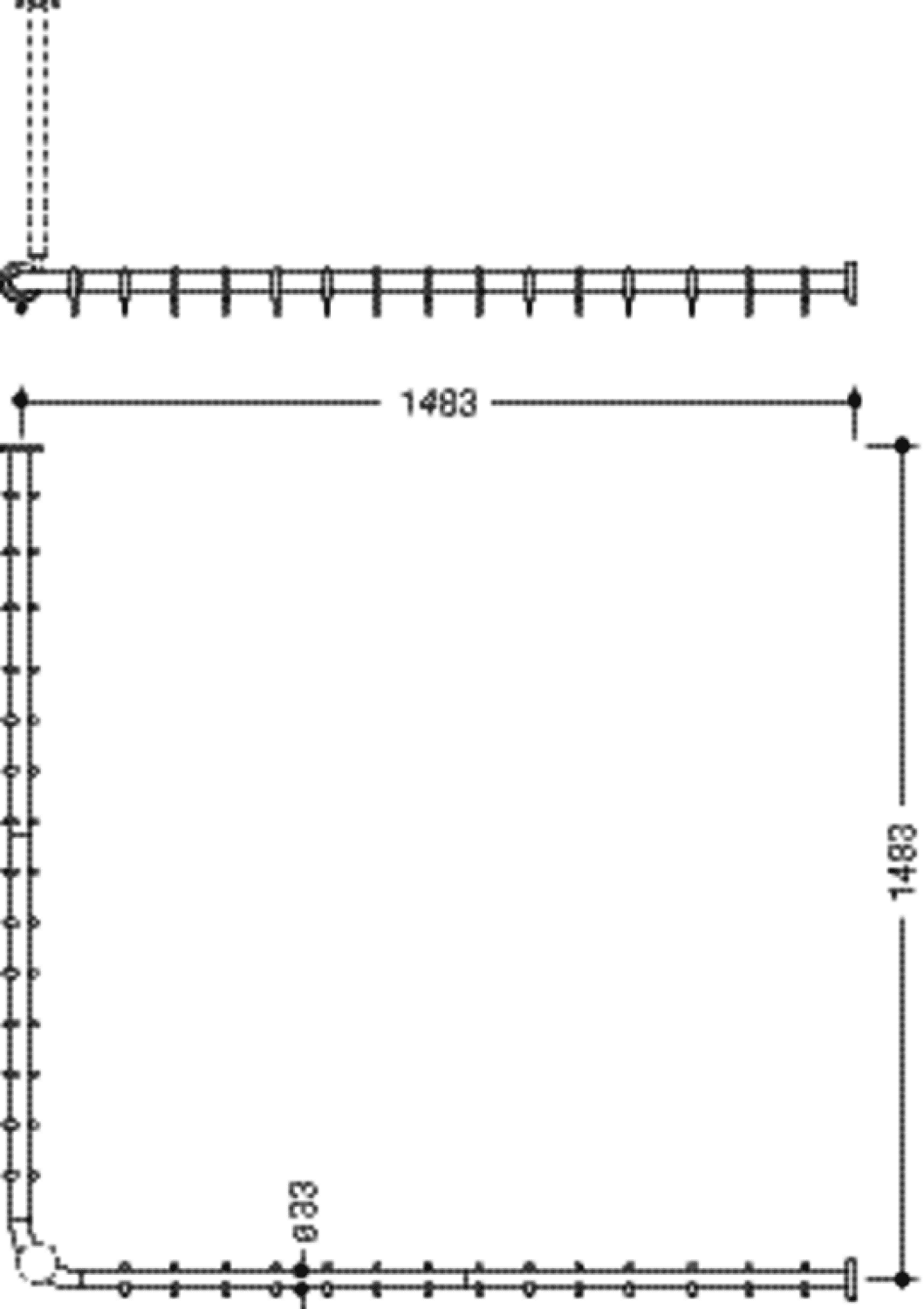 HEWI VH-Stange Ser 801,A1/2:1483,kürzb, 28 Ringe signalweiß