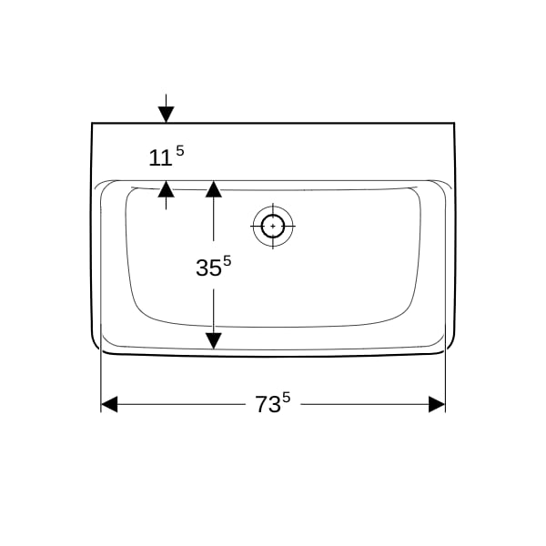 Geberit Renova Plan Waschtisch, 75x48cm o. Hl., o. Ül., weiß