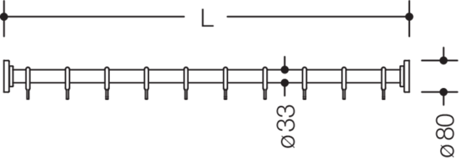 HEWI VH-Stange Ser 801, Sonderanf., 225-1725mm, suizidhemmend reinweiß