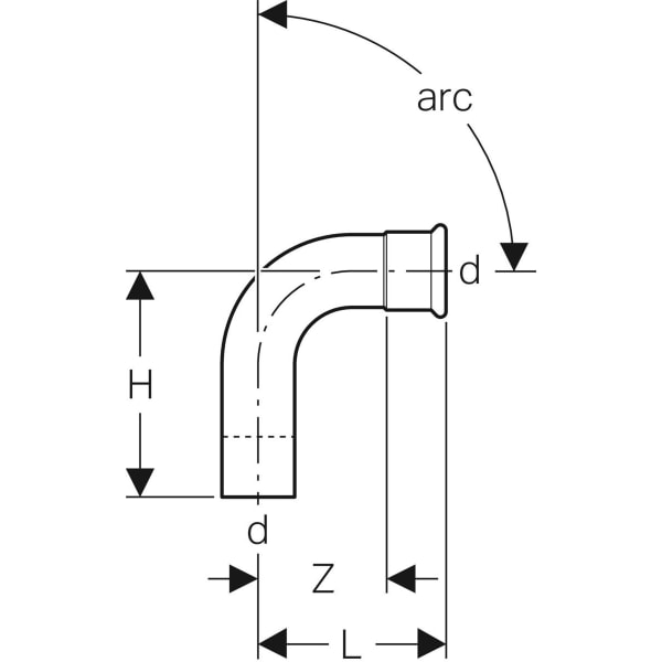 Geberit Mapress Therm Bogen 90Gr d18 mit Einschubende