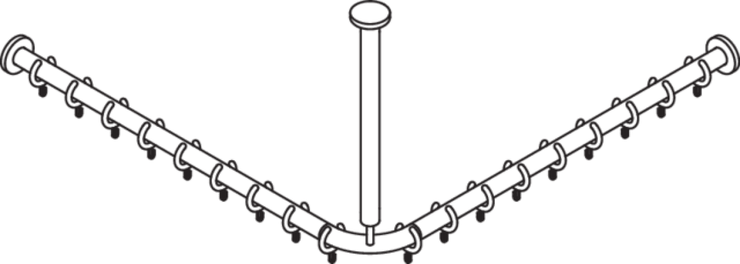 HEWI VH-Stange Ser 801,A1/2:883,kürzb., 18 Ringe, Deckenabh. A:500 reinweiß
