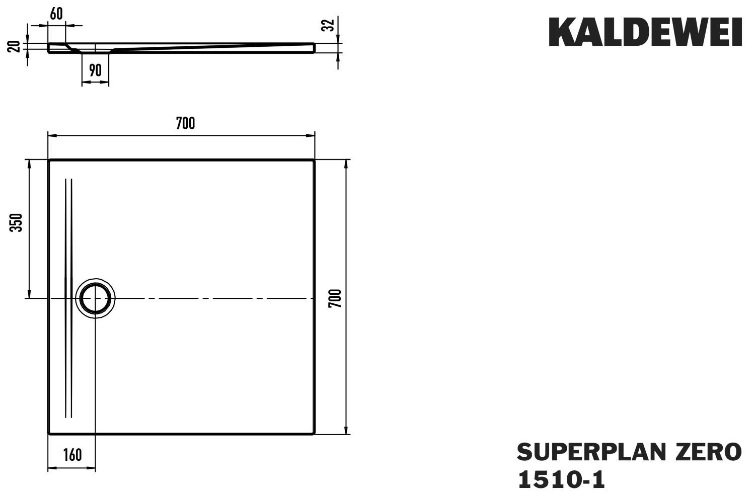 KA DW SUPERPLAN ZERO Mod.1510-1,700x700 mm,alpinweiß,Invisible Grip