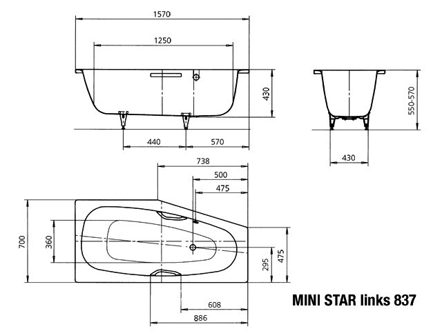 KA BW MINI STAR LINKS Mod.837,1570x700mm ,pergamon