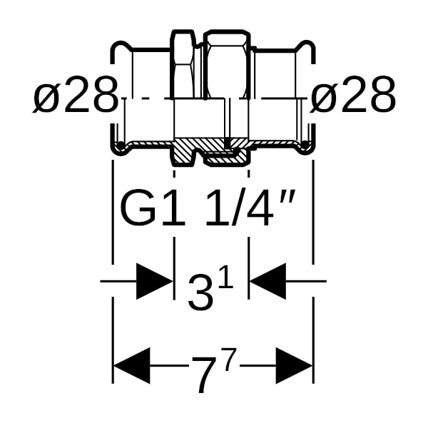 Geberit Mapress C-Stahl Verschraubung d28 verzinkt