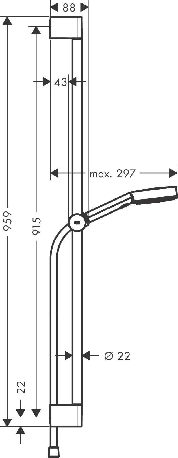Hansgrohe Brauseset Pulsify Select S 105 3jet  Relaxation mit Brausestange 900mm chrom