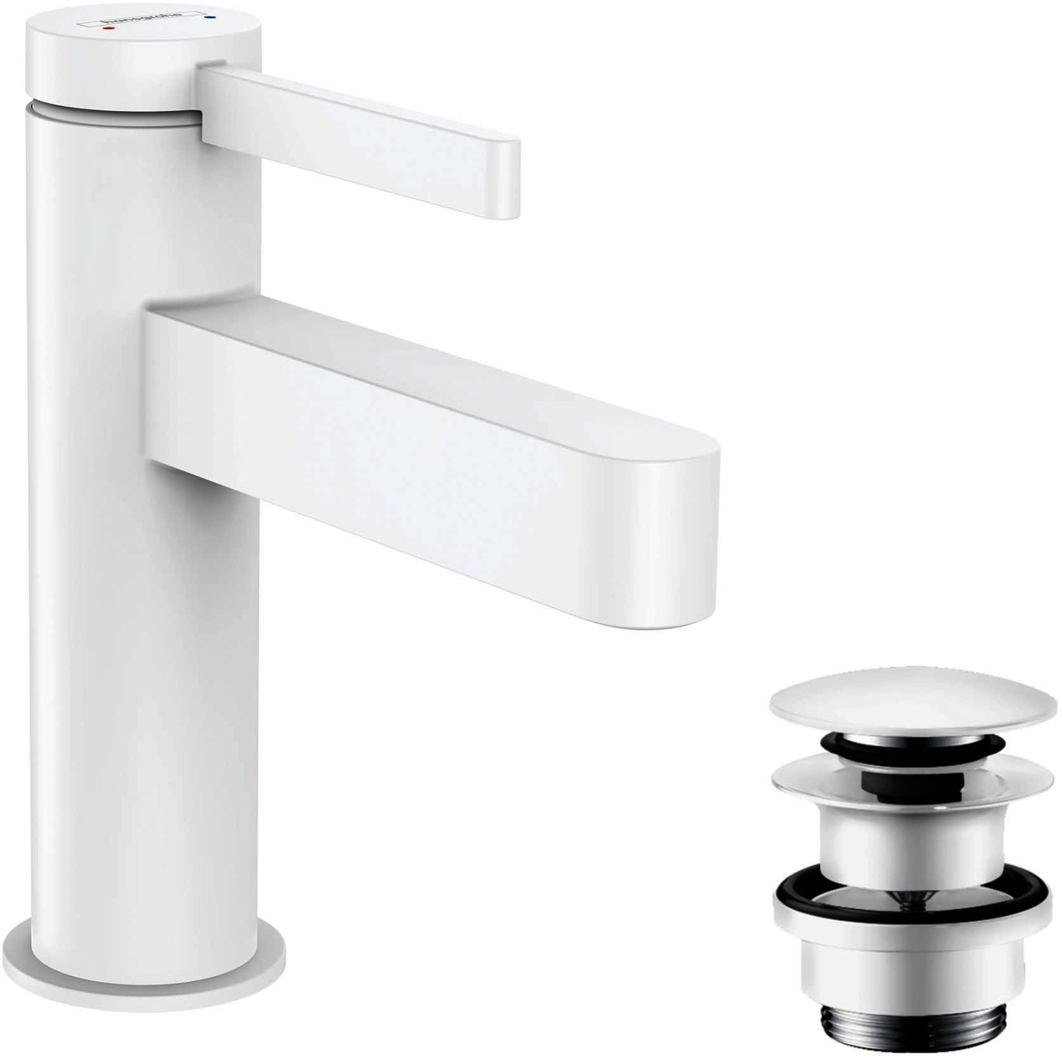 Hansgrohe Waschtischmischer 100 Finoris mit Push-Open Ablaufgarnitur mattweiss