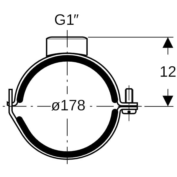 Geberit Silent-db20 Rohrschelle gedämmt mit Gewindemuffe G1 d178