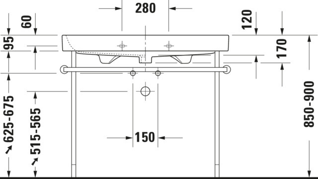 DU Metallkonsole Happy D.2 für 231810, höhenverstellbar, Chrom