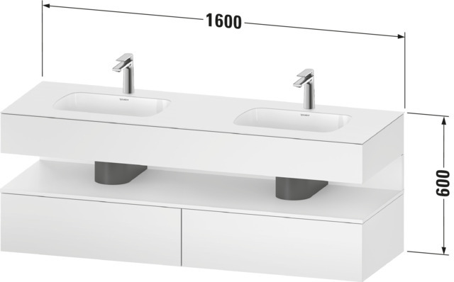 Duravit QA EWT m.Kon-WTU,1600x550x600mm,WPl:2 Ni-Bel,Weiß Supermatt,Ni:Taupe Matt,Dek