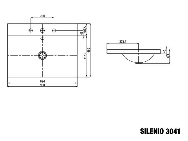 KA WB SILENIO Mod.3041,900x460mm,alpwe, PEFF,AD,m. 3HL,oÜL