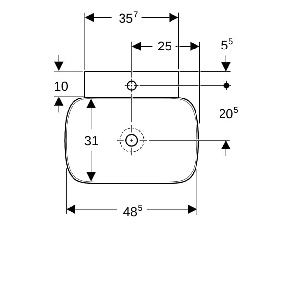 Geberit ONE AS-WT, Schalenform, 50x42,5 cm m. Hl., o. Ül., weiß, KeraTect
