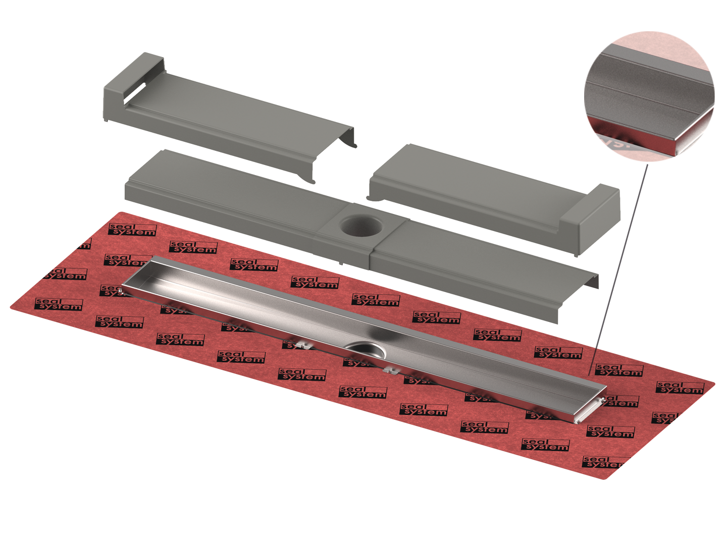 TECEdrainline-Evo Rinne mit WFA, 900 mm befestigte Seal System Dichtmanschette
