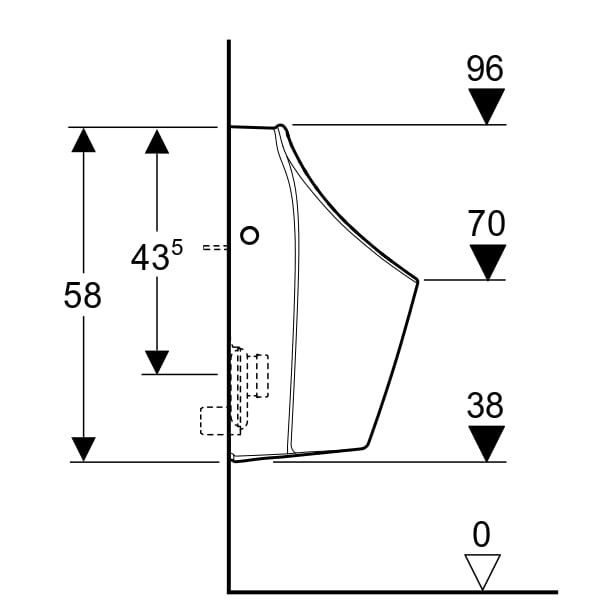 Geberit Renova M Urinal, Zulauf von hinten Abgang hinten od. unten, weiß, KeraTect