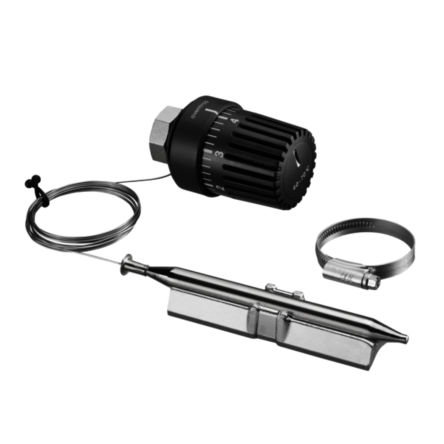 OVENTROP-Temperaturregler m.Anlegefühler 30-60 C, Kapillarrohr 2m,Wärmeleitsockel