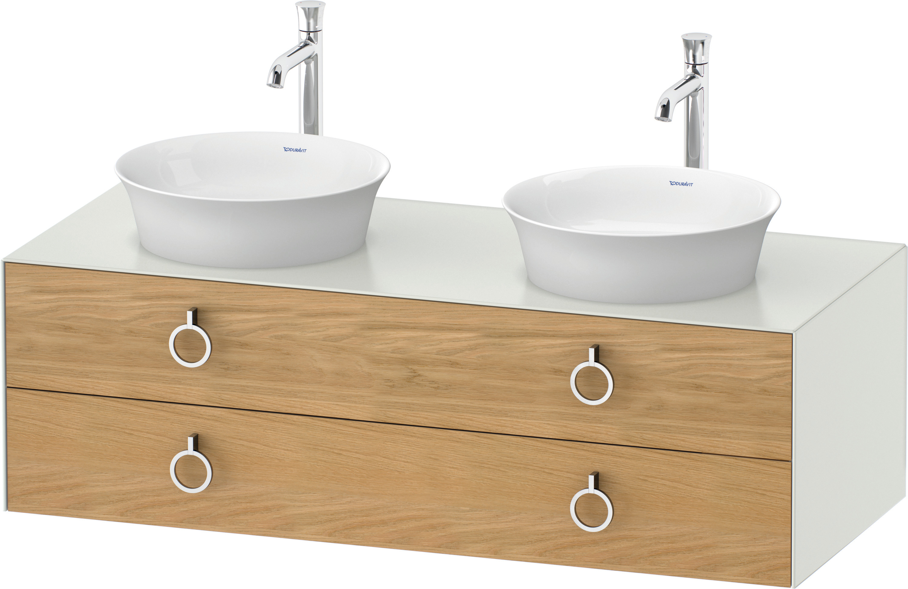 Duravit WTU wandh.White Tulip,2Schk.,m.Griff Aus.b,408x1300x550,Eiche N.M./Weiß Sdm.