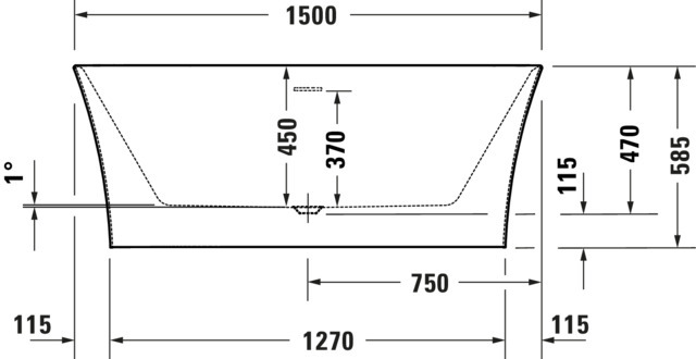 Duravit DuraSenja BW Vorwand,Oval,Weiß,Acryl 1500x750x585 RS 2,incl.FG u.AÜL-Garn.