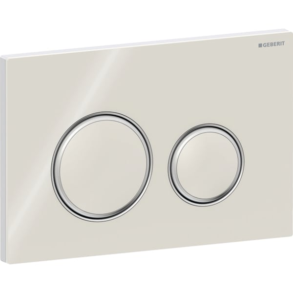Geberit Sigma50 BetPl., rund, 2-Mengen-Sp. chrom glänzend / sandgrau, Glas