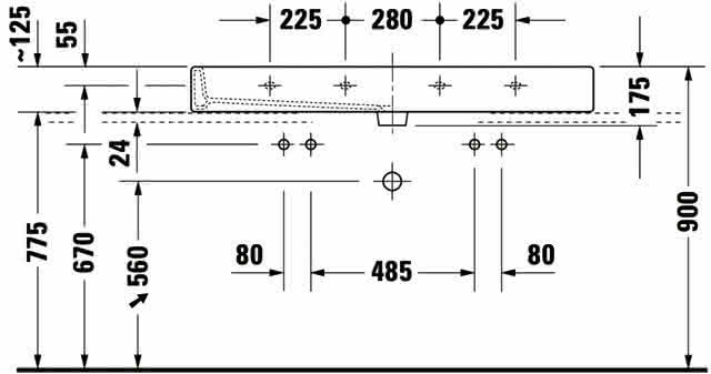 DU Waschtisch Vero 1200 mm m.ÜL,m.HLB,2 HL,1 Becken,geschl.,weiß