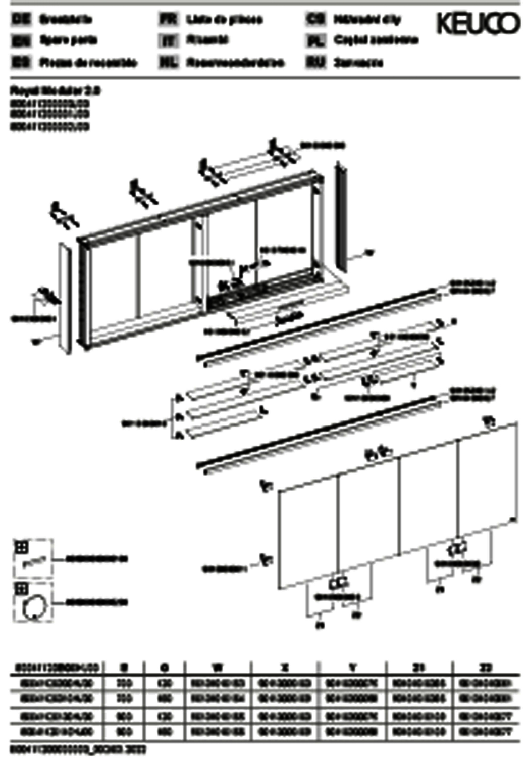 KEUCO Royal Modular 2.0 SPS, bel. 80041, Vorb,2Steckd/USB,sb-elox,2000x700x120mm